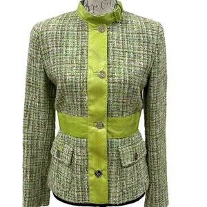 DOLCE & GABBANA Water Snake Green Tweed Boucle Blazer